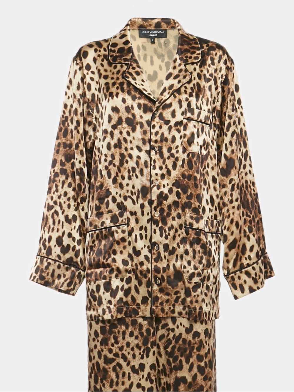 Dolce & Gabbana X Skims Leopard print Silk Long SleevePajama Top size L